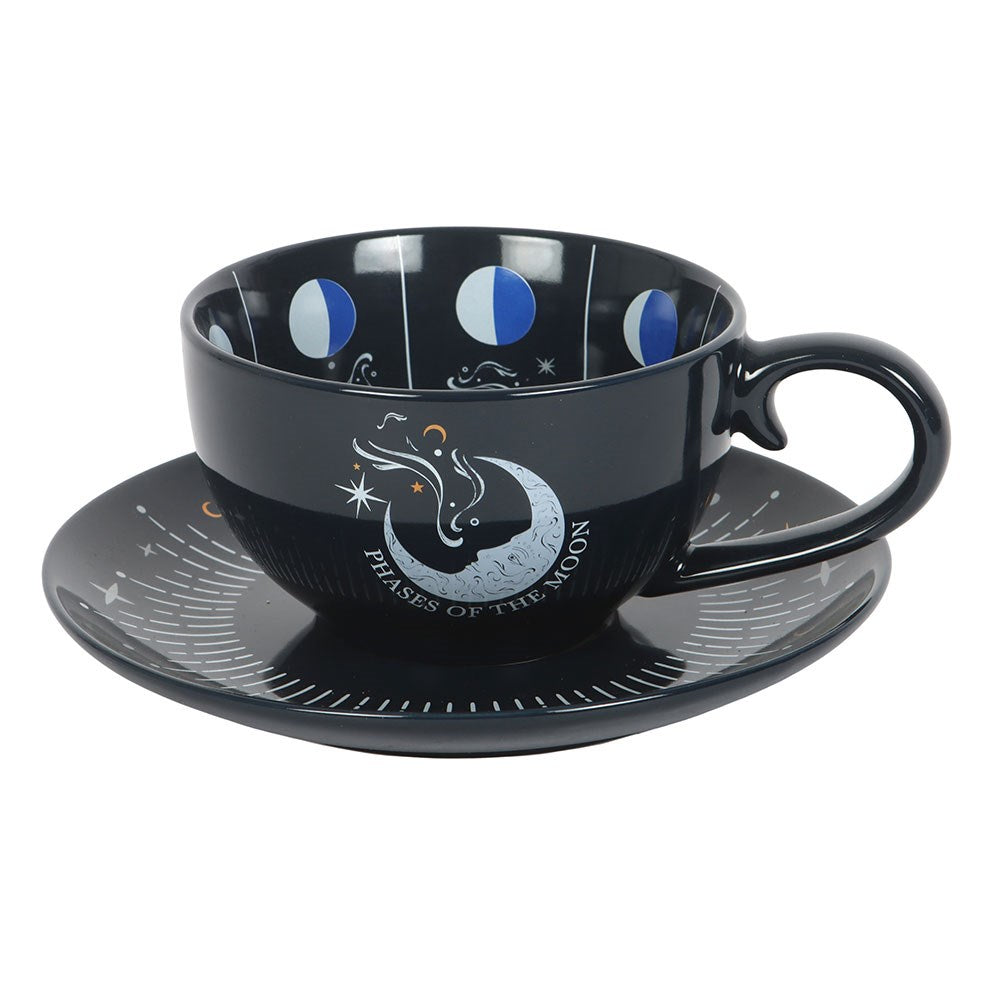 BLUE MOON PHASE TEACUP AND SAUCER