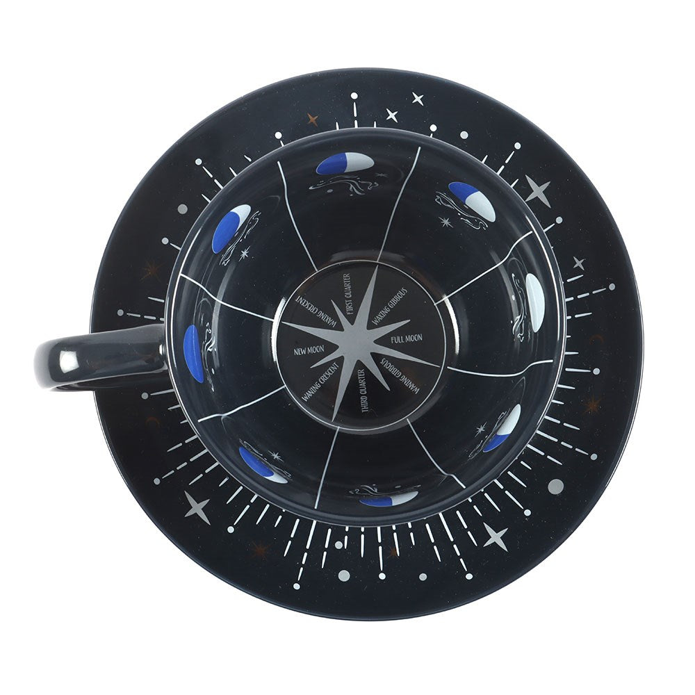 BLUE MOON PHASE TEACUP AND SAUCER
