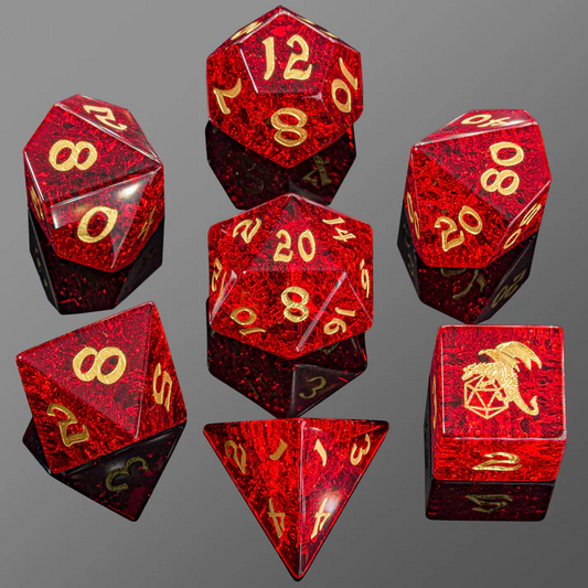 DRAGON'S HOARD GEMSTONE DICE SET: BLAST RUBY GLASS