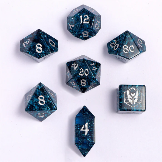 DRAGON'S HOARD GEMSTONE DICE SET: BLASTED FROST DARK BLUE