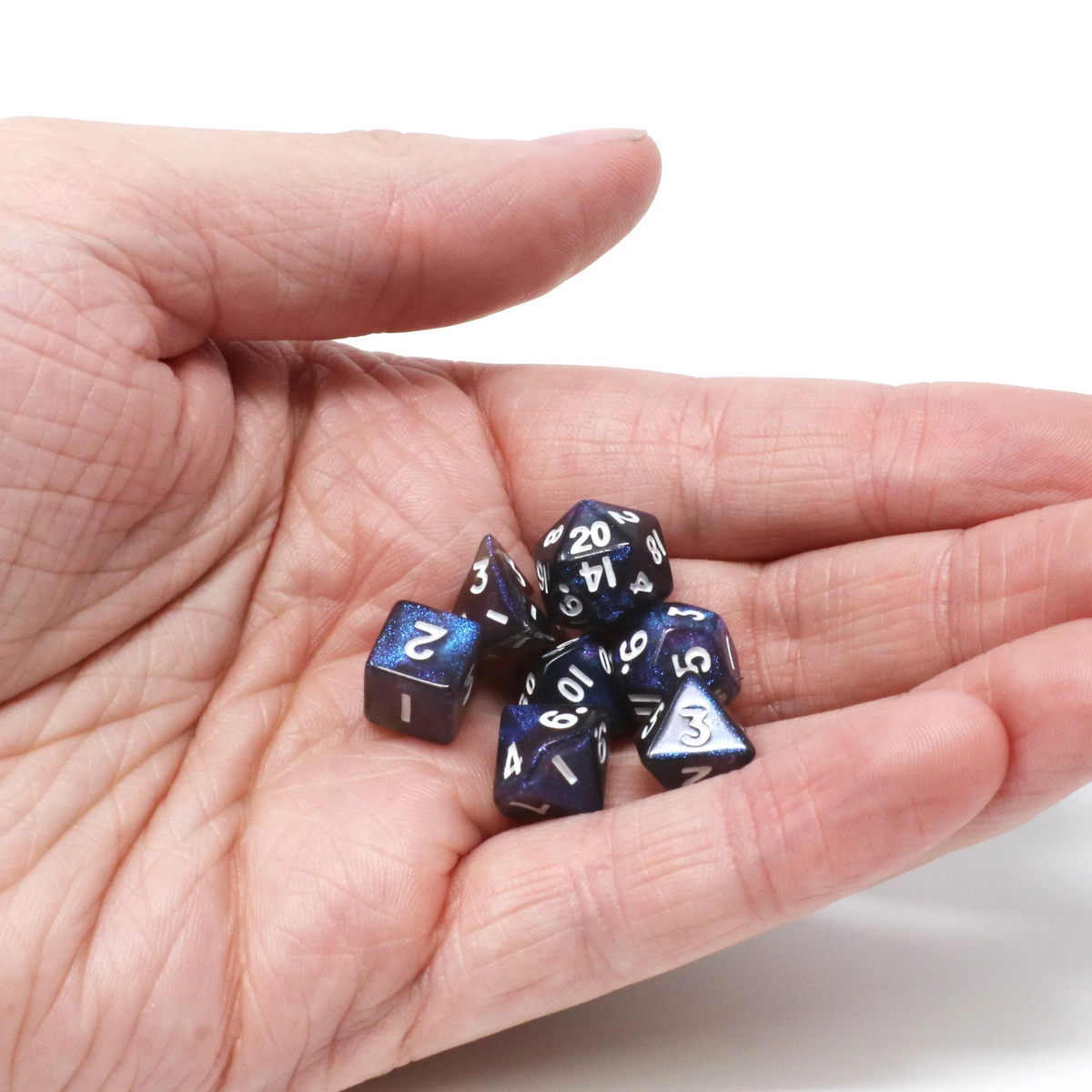 CRITLINGS INDIGO SPARKLE MINI RPG 7PC DICE SET