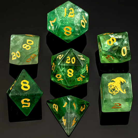 DRAGON'S HOARD GEMSTONE DICE SET: GREEN FLUORITE
