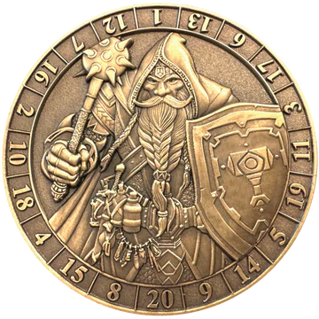 GOLIATH DICE COIN - D20 MALE DWARF CLERIC
