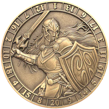 GOLIATH DICE COIN - D20 FEMALE HUMAN FIGHTER
