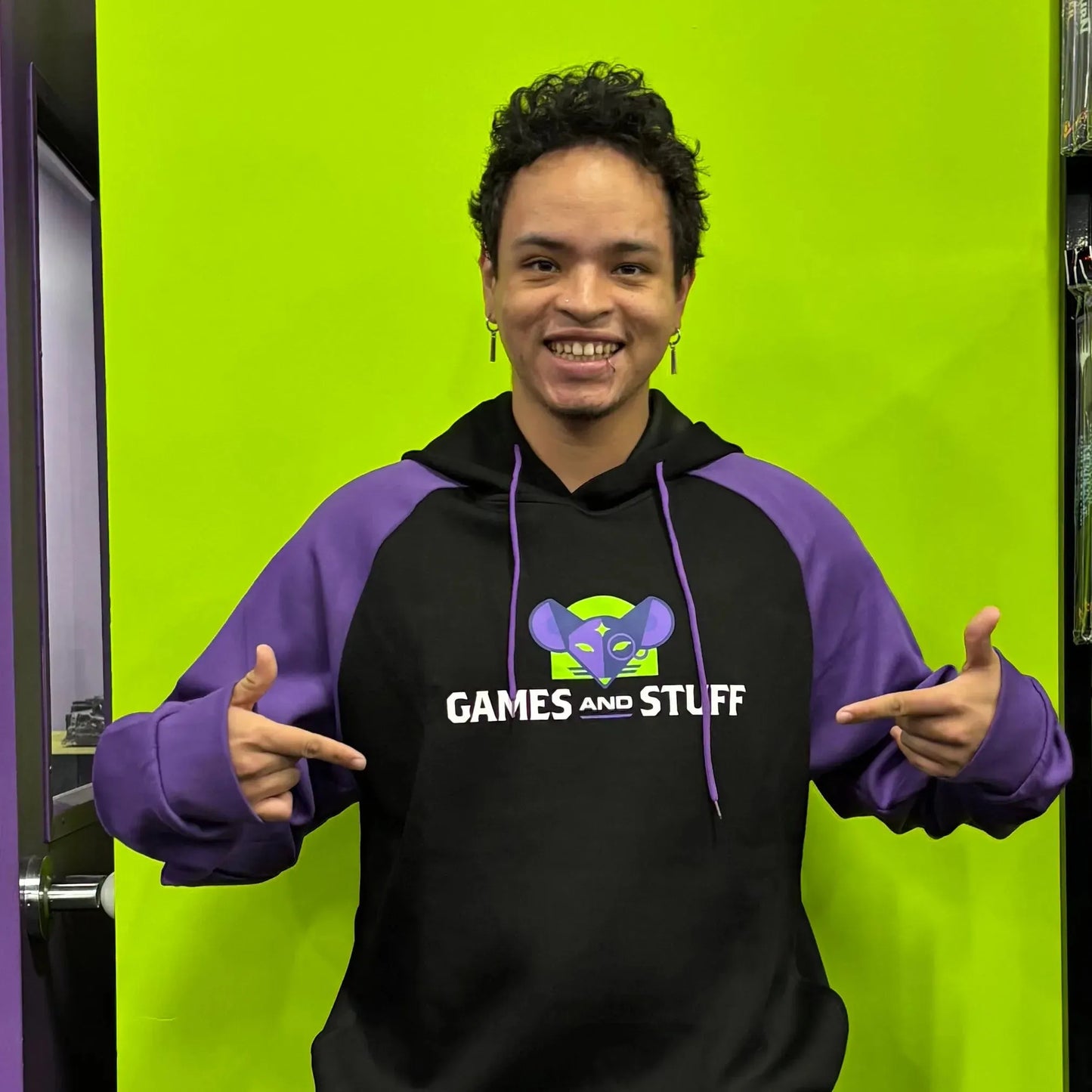 GAMES & STUFF PURPLE SLEEVE HOODIE