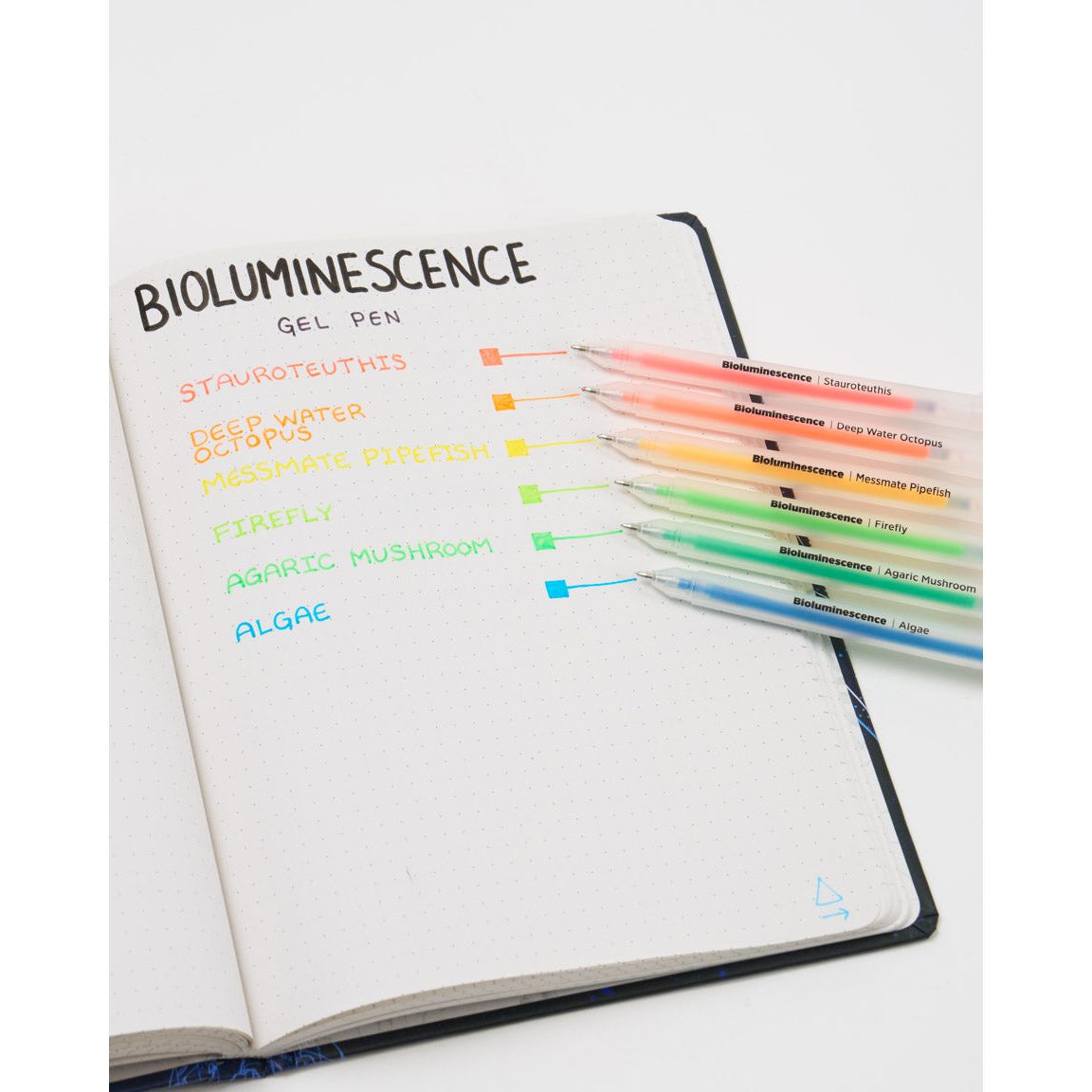 BIOLUMINESCENCE NEON GEL PEN SET