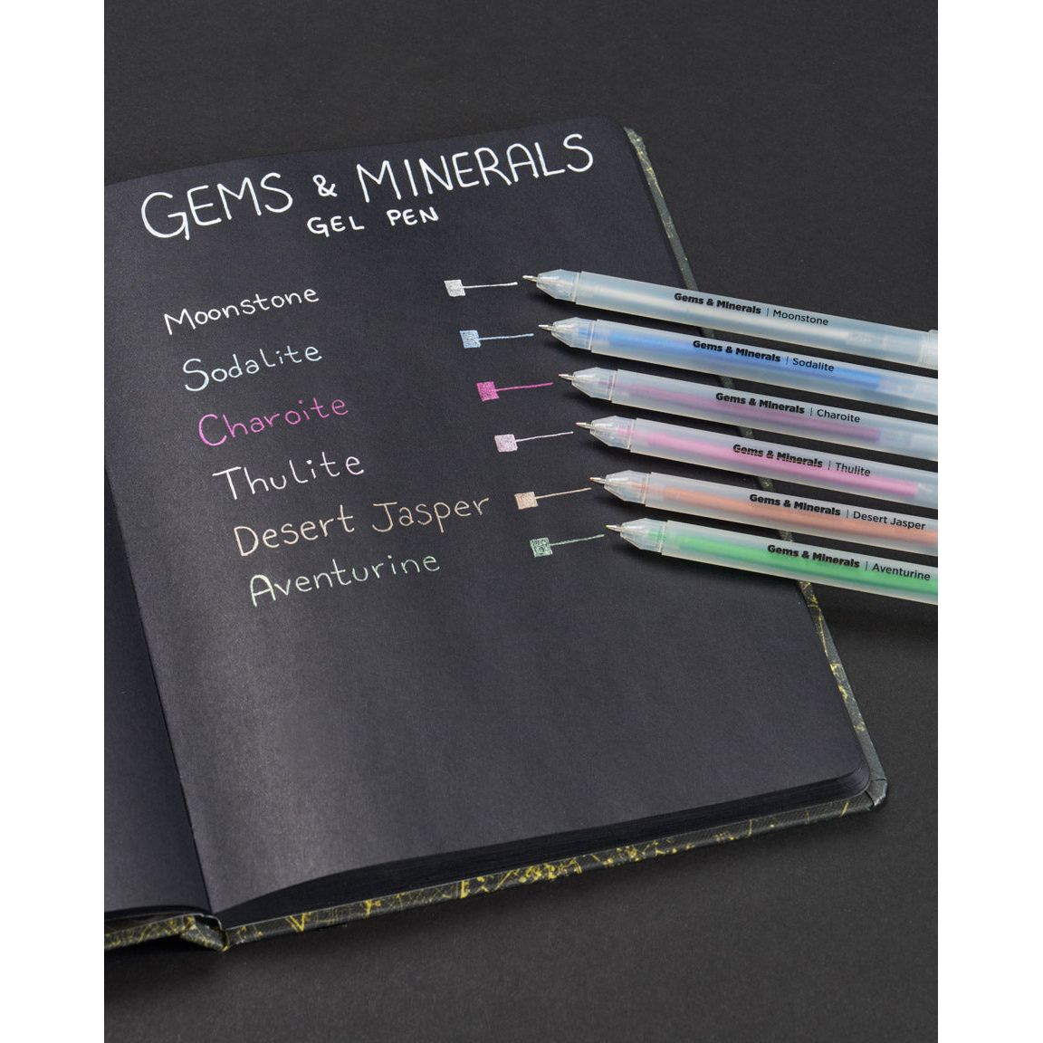 GEMS AND MINERALS METALLIC GEL PEN SET