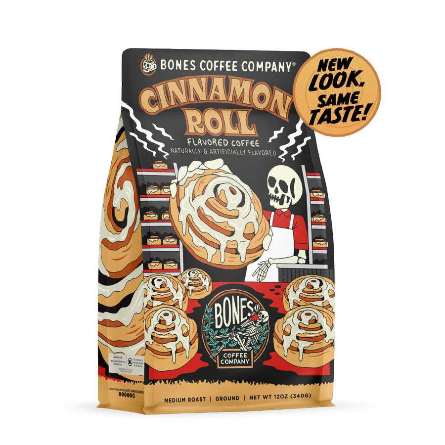 BONES COFFEE CINNAMON ROLL 12OZ GROUND COFFEE