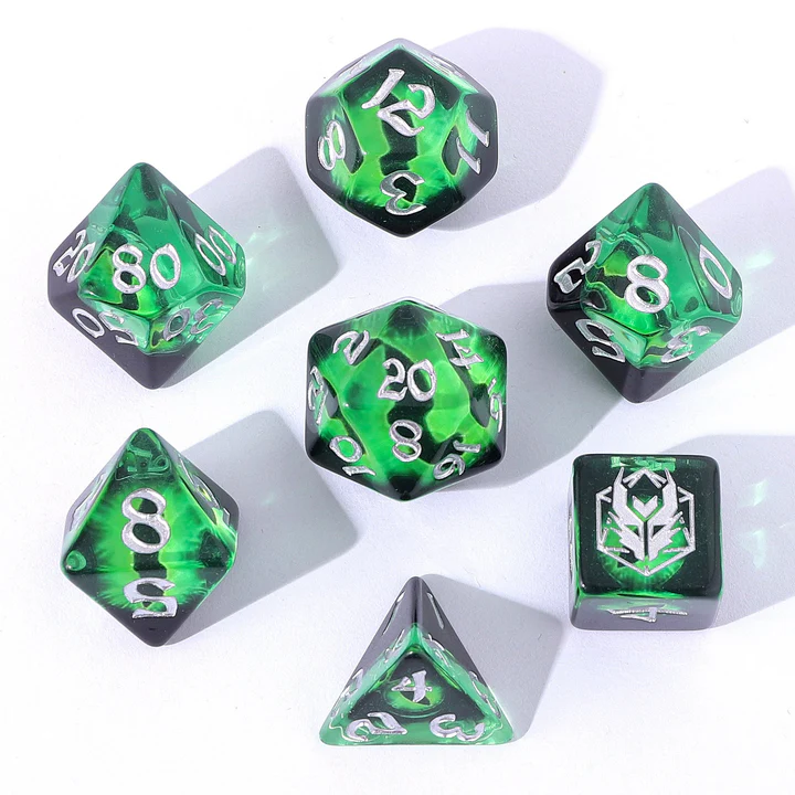 DRAGON'S EYE RPG DICE SET GREEN EYES