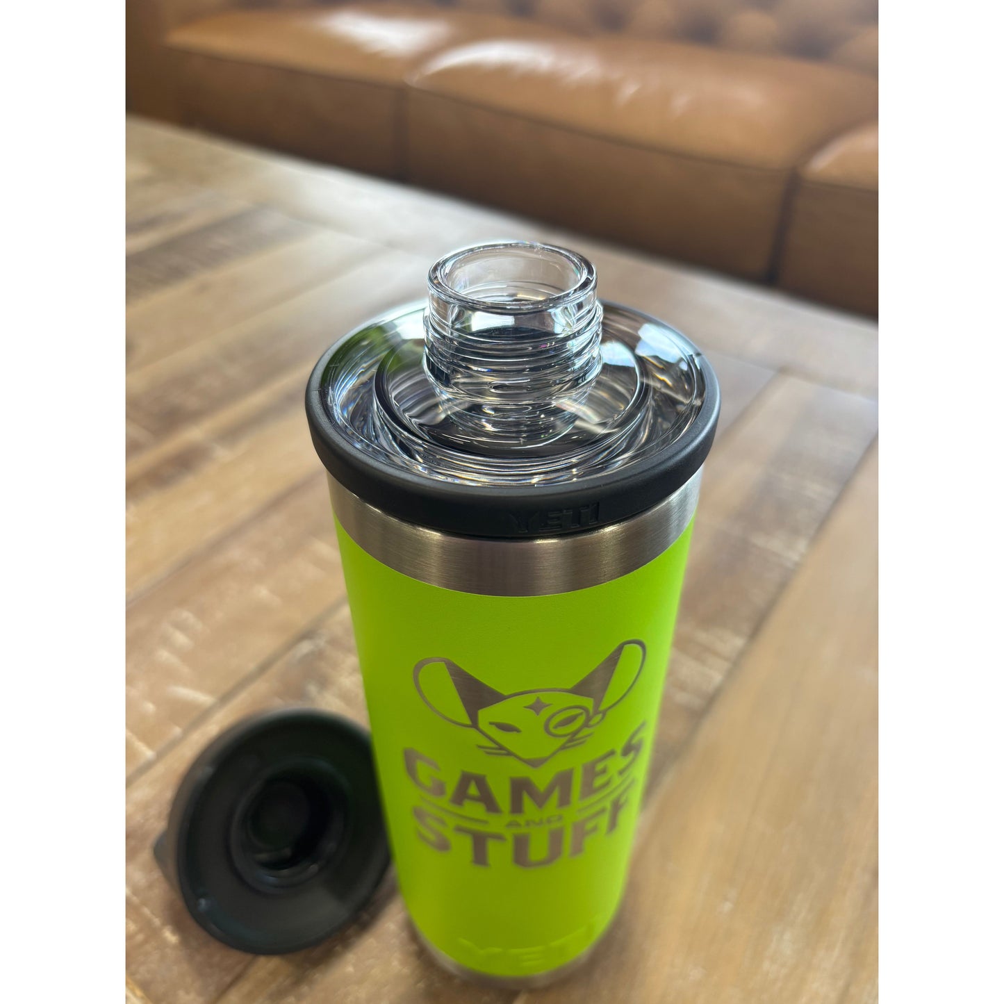 GAMES AND STUFF ELECTRIC LIME 18OZ YETI WATER BOTTLE