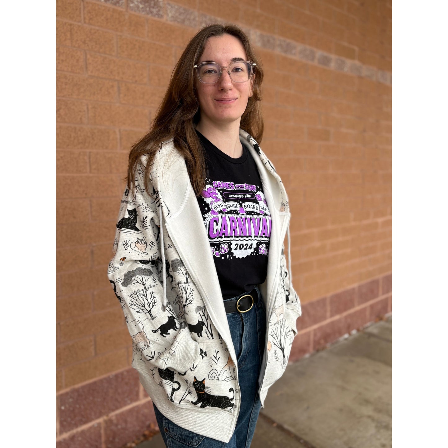 WHIMSICAL CAT FOREST ZIP HOODIE