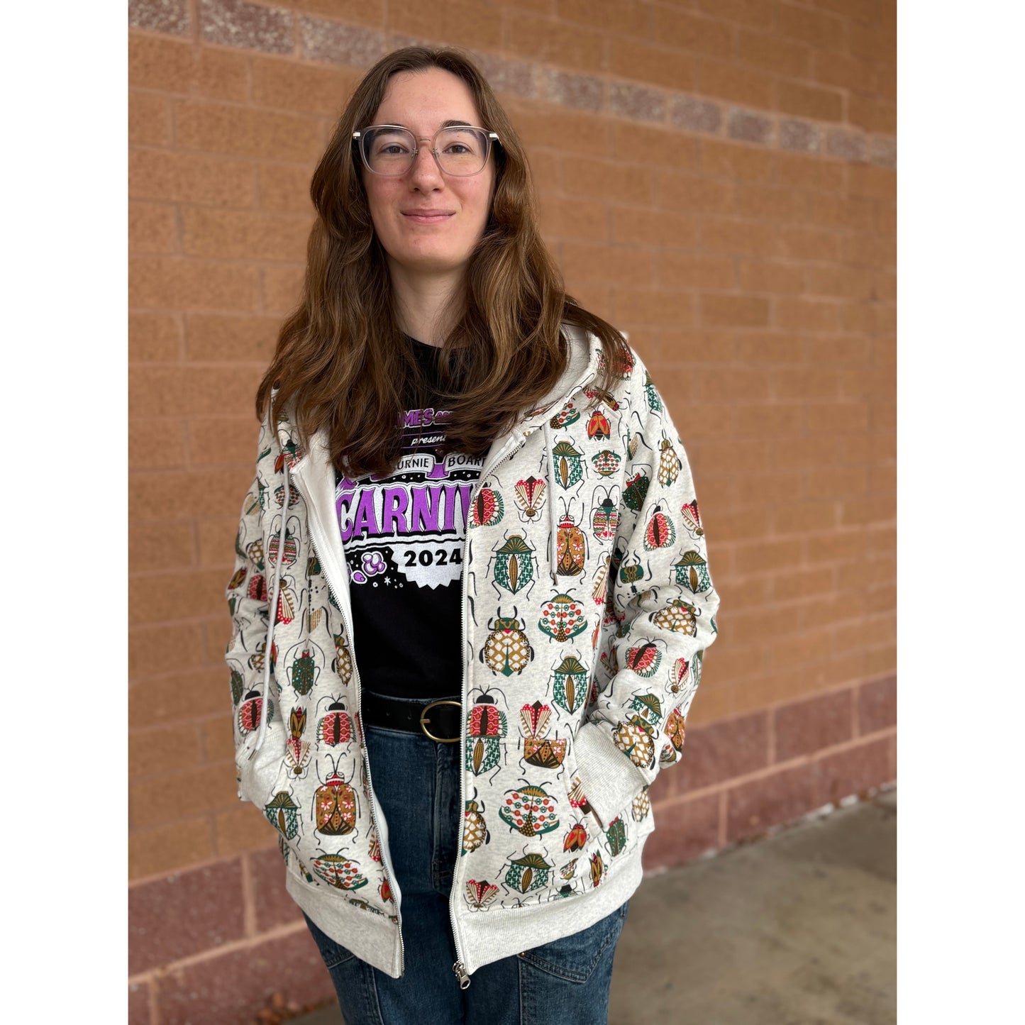 COLORFUL BUGS ZIP HOODIE