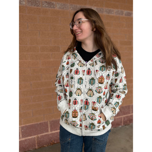 COLORFUL BUGS ZIP HOODIE