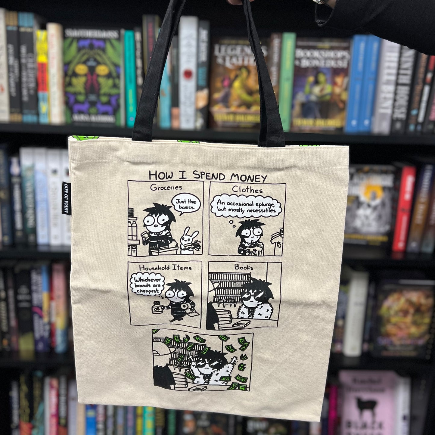 SARAH SCRIBBLES HOW I SPENT MY MONEY TOTE BAG