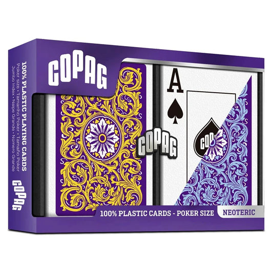 PLAYING CARDS: COPAG: NEOTERIC: PLASTIC POKER SIZE JUMBO INDEX VIOLET/YELLOW/BLUE 2-PACK