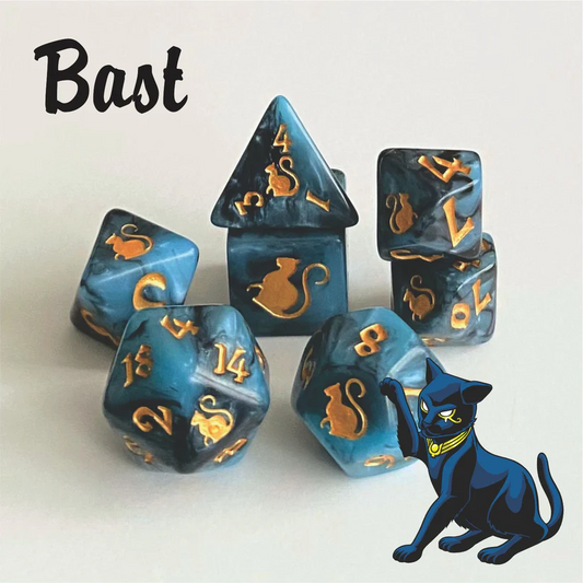 KITTY CLACKS 7 PC DICE SET: BAST