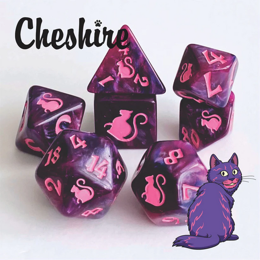 KITTY CLACKS 7 PC DICE SET: CHESHIRE
