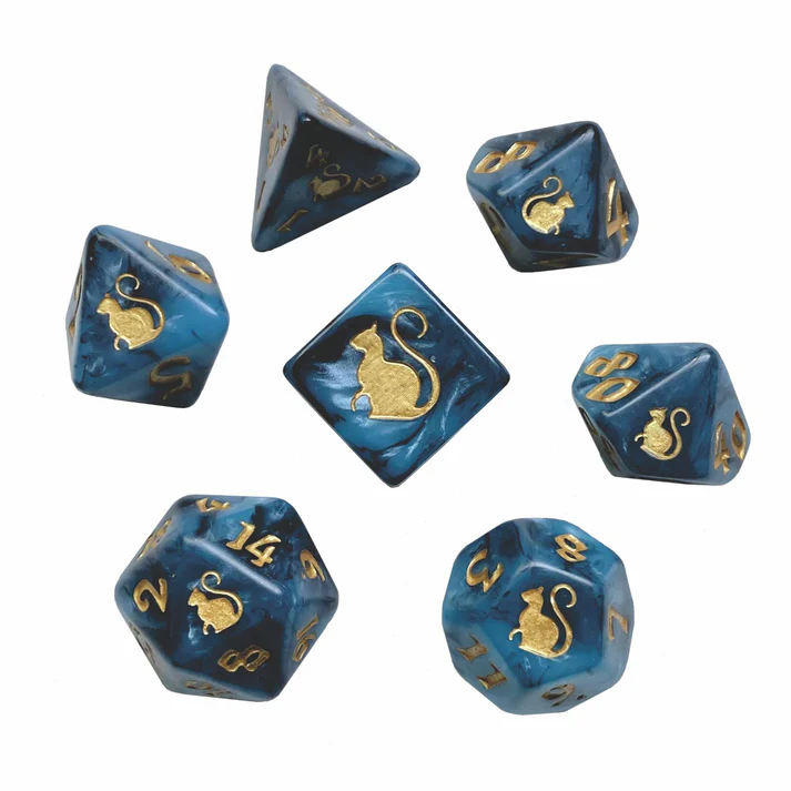 KITTY CLACKS 7 PC DICE SET: BAST
