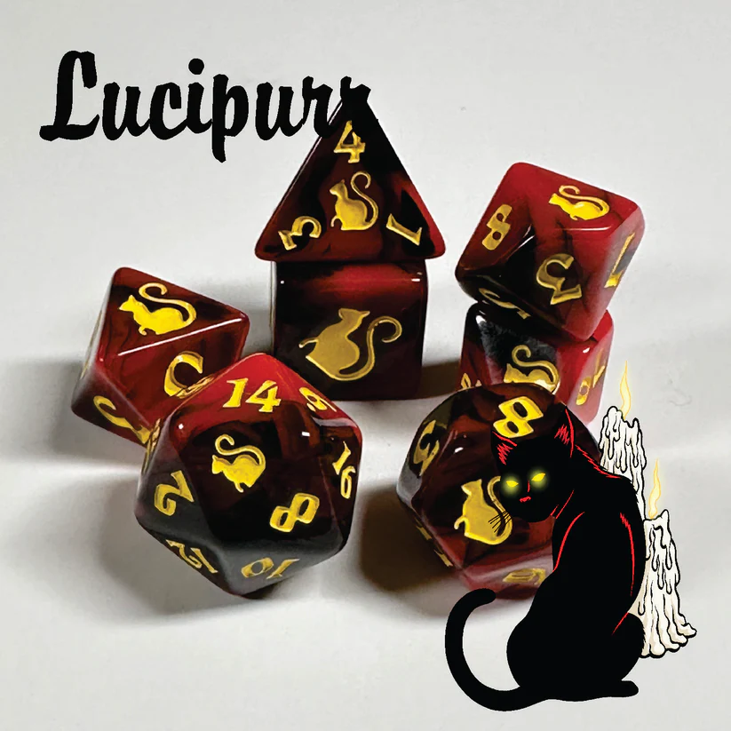 KITTY CLACKS 7 PC DICE SET: LUCIPURR