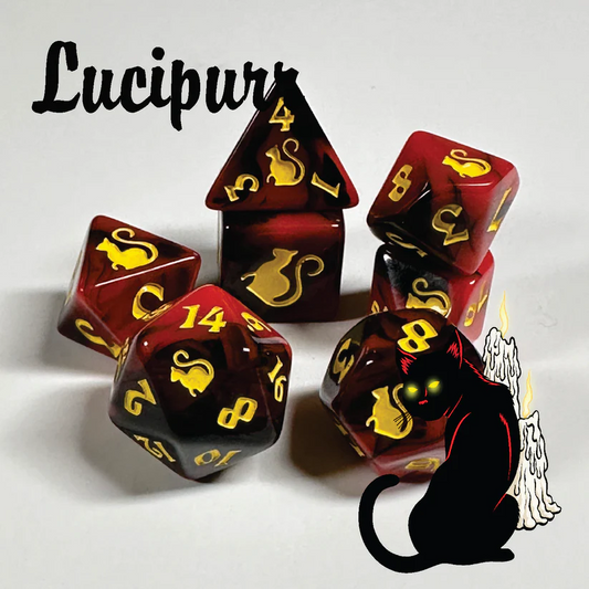 KITTY CLACKS 7 PC DICE SET: LUCIPURR