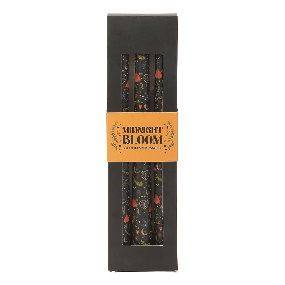 SET OF 3 FOLK FLORAL PRINT TAPER CANDLES