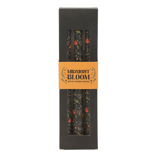 SET OF 3 FOLK FLORAL PRINT TAPER CANDLES