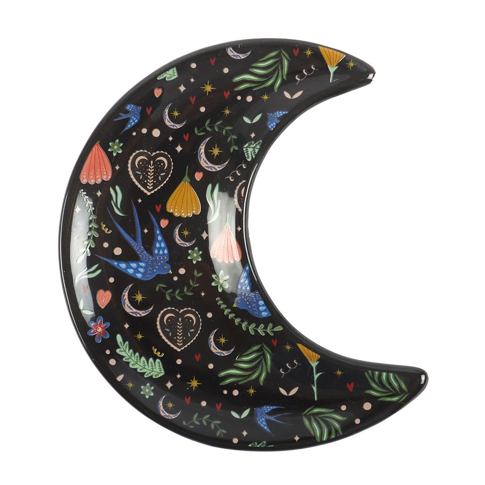 MIDNIGHT BLOOM CRESCENT MOON TRINKET DISH