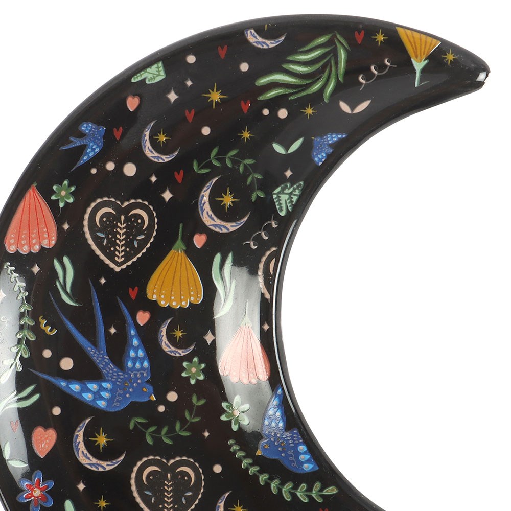 MIDNIGHT BLOOM CRESCENT MOON TRINKET DISH