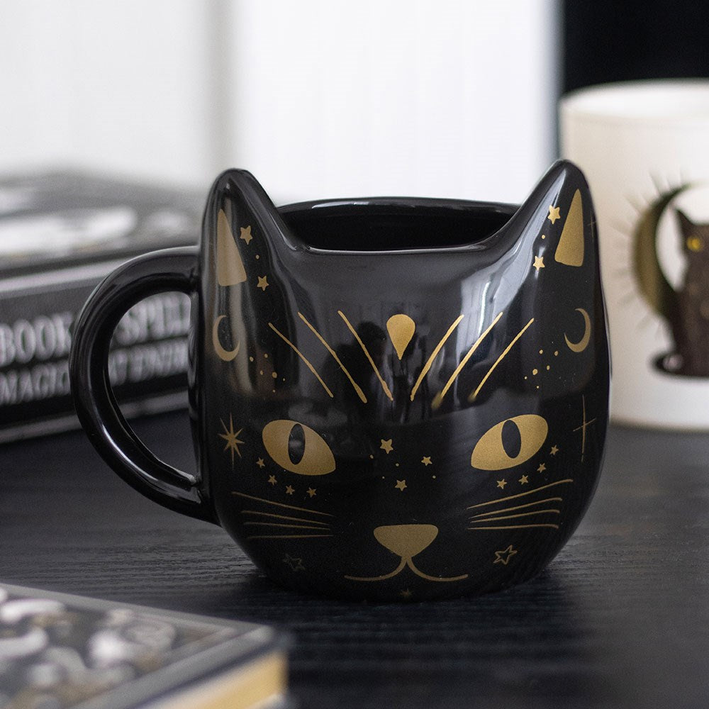 BLACK CAT FACE MUG