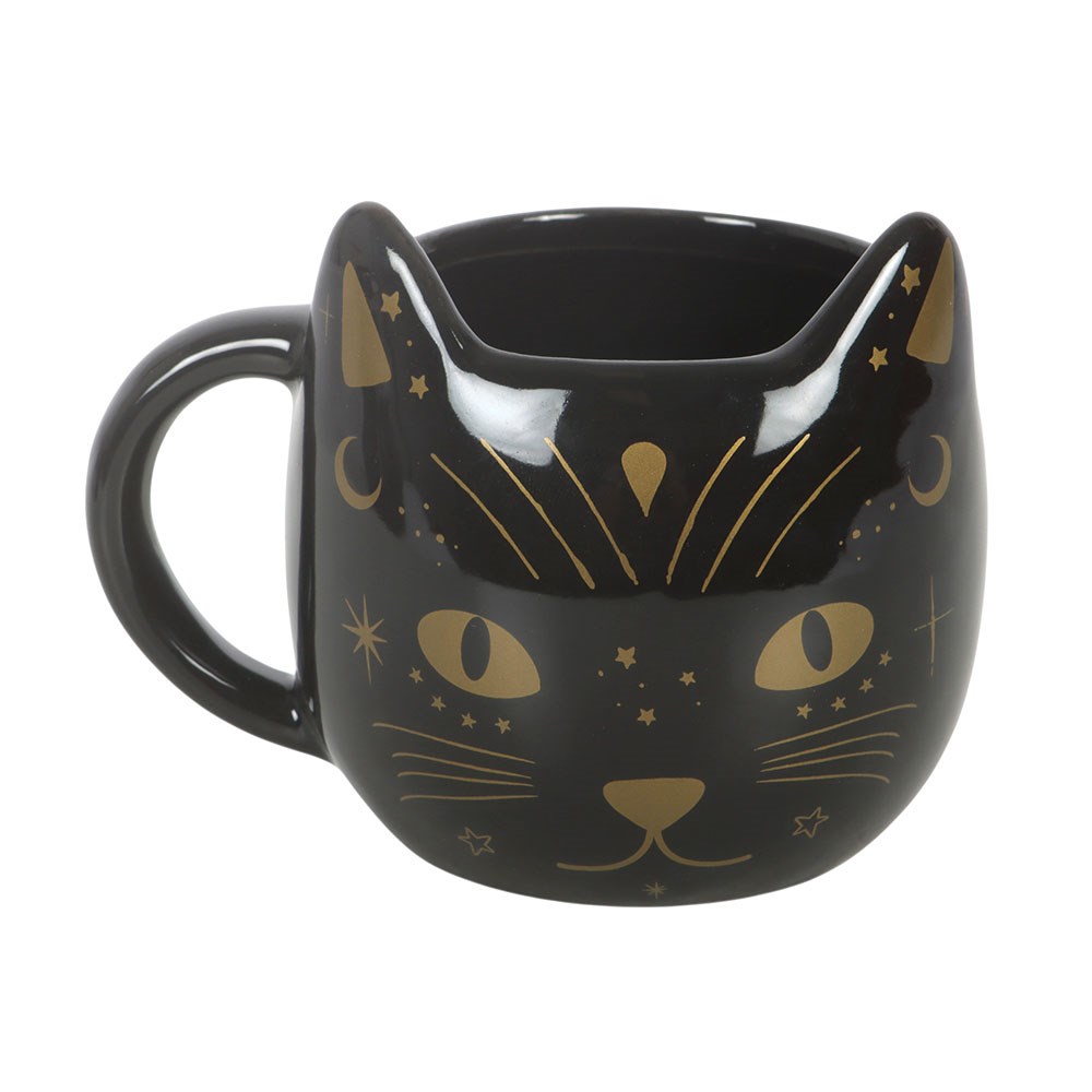 BLACK CAT FACE MUG