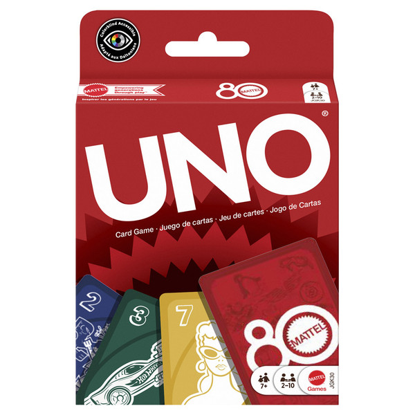 UNO: MATTEL 80TH ANNIVERSARY RUBY RED