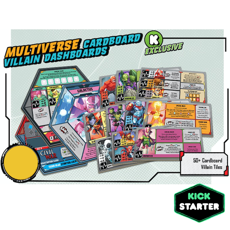 MARVEL UNITED MULTIVERSE CARDBOARD VILLAIN DASHBOARDS KICKSTARTER EXCLUSIVE
