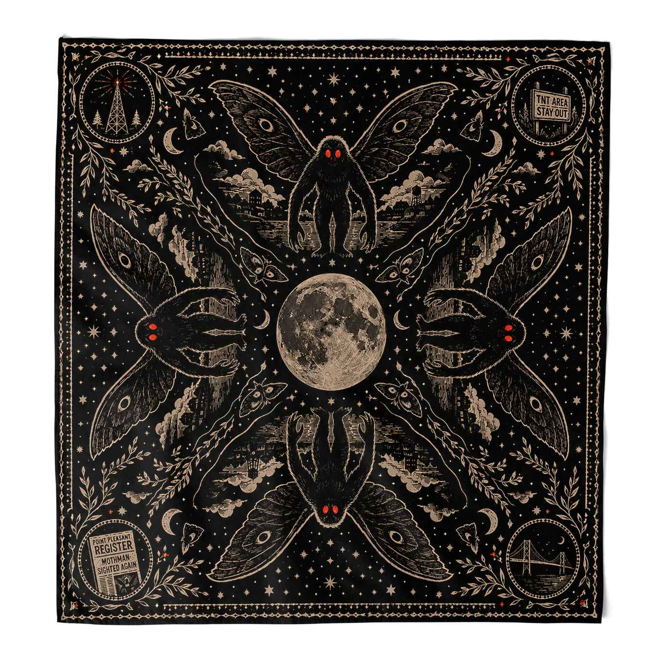 MOTHMAN CREEPY CRYPTID BANDANA