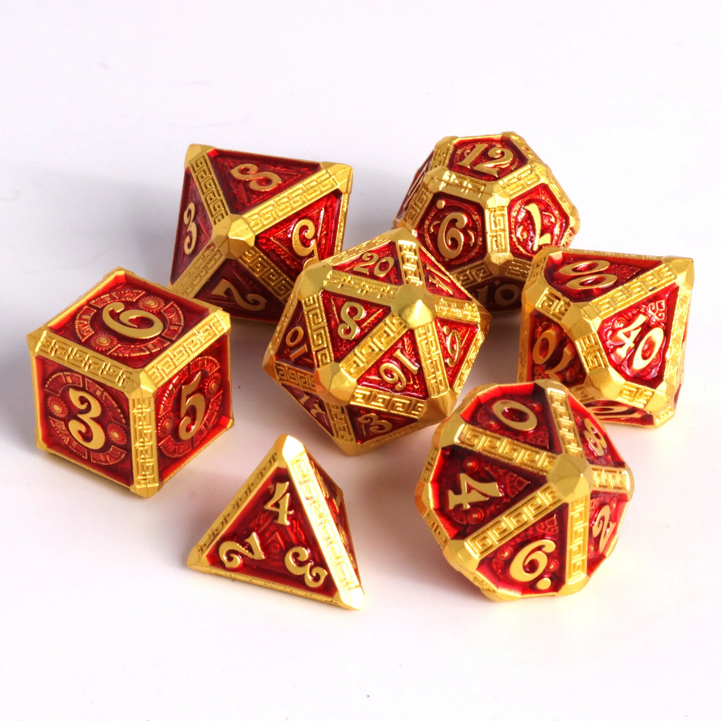 IMPERIUM GOLD W/ RED 7 PC RPG METAL DICE SET