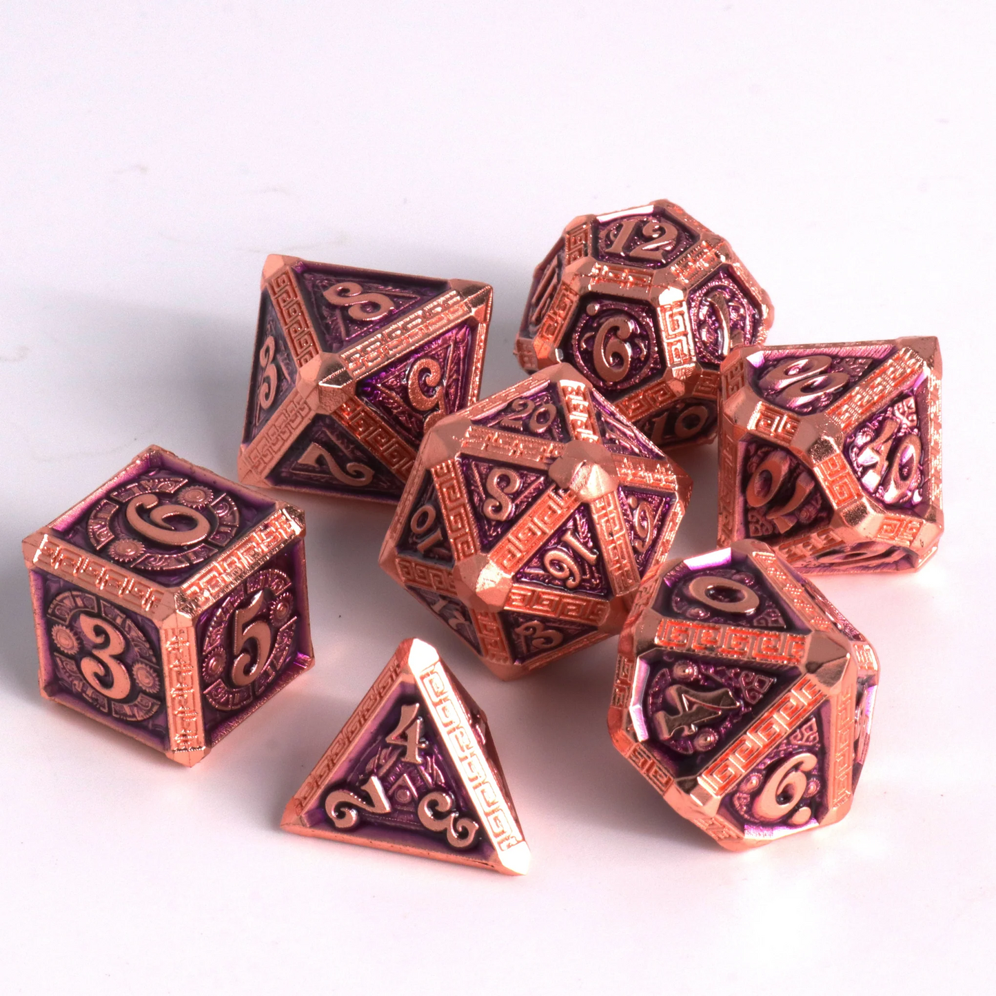 IMPERIUM COPPER W/ PURPLE 7 PC RPG METAL DICE SET