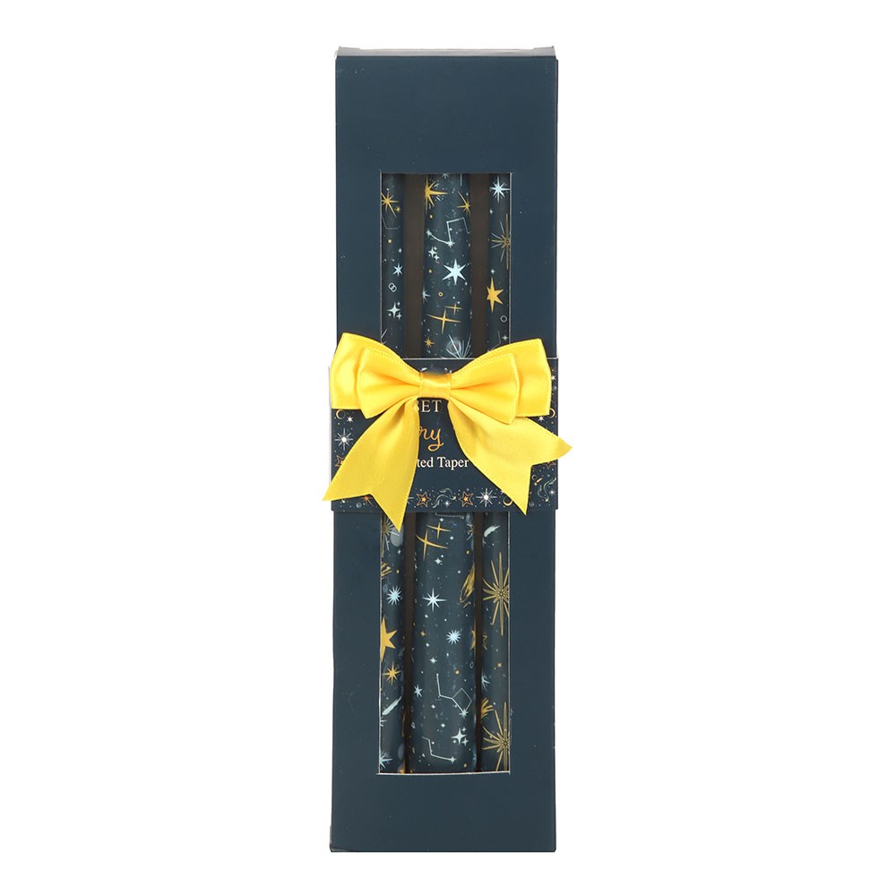 SET OF 3 STARRY NIGHT TAPER CANDLES
