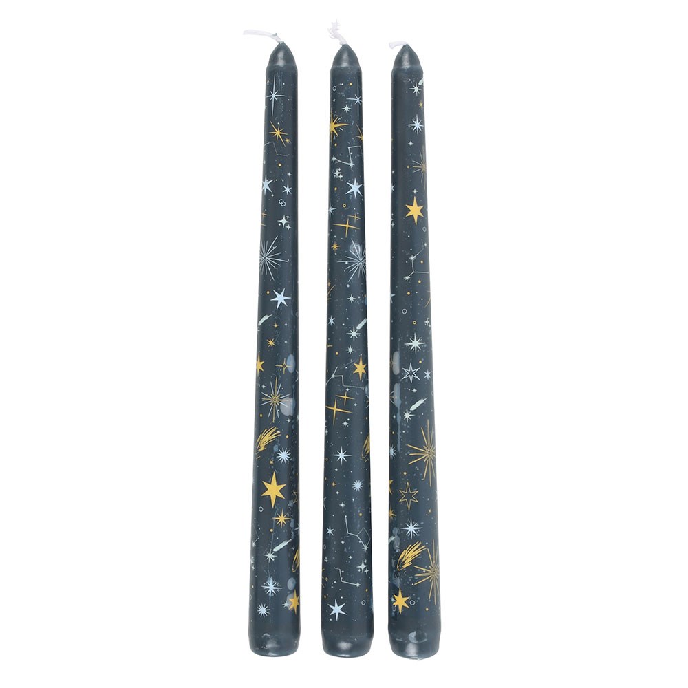 SET OF 3 STARRY NIGHT TAPER CANDLES