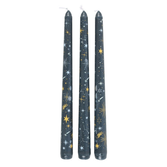 SET OF 3 STARRY NIGHT TAPER CANDLES
