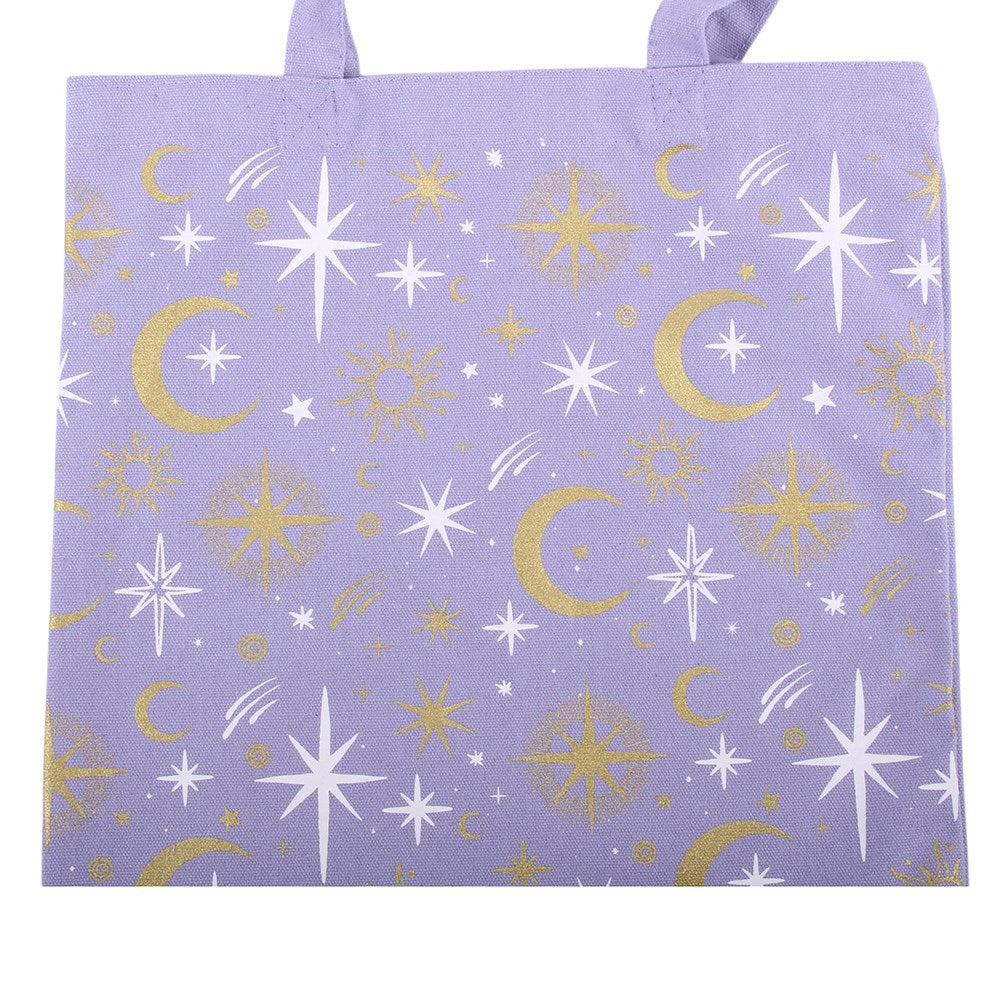 PURPLE CELESTIAL PRINT TOTE BAG
