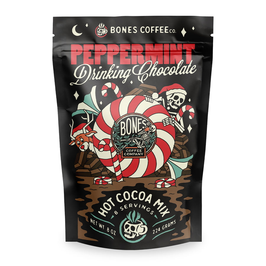 BONES COFFEE PEPPERMINT DRINKING CHOCOLATE 8 SERVINGS