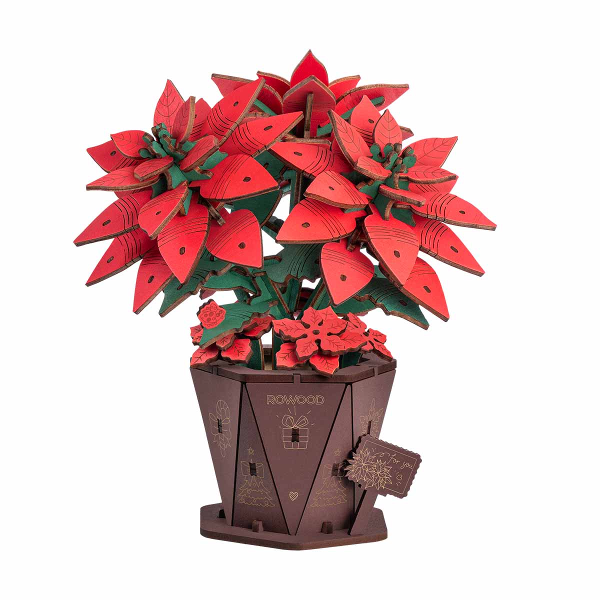 ROWOOD POINSETTIA DIY FLOWER BOUQUET 3D WOODEN PUZZLE TF001