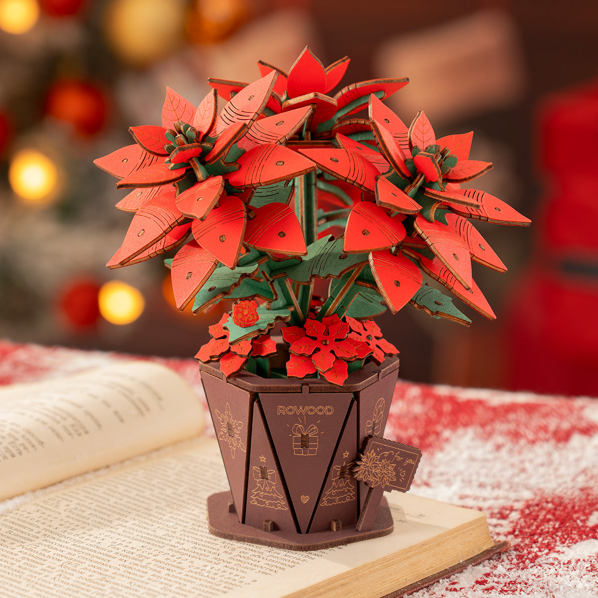 ROWOOD POINSETTIA DIY FLOWER BOUQUET 3D WOODEN PUZZLE TF001