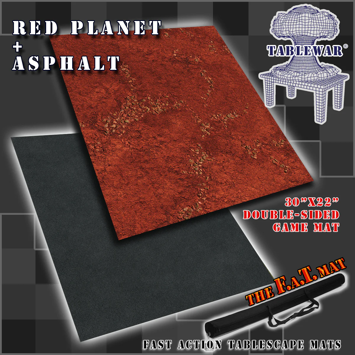30x22 DOUBLE SIDED GAME MAT - ASPHALT / RED PLANET