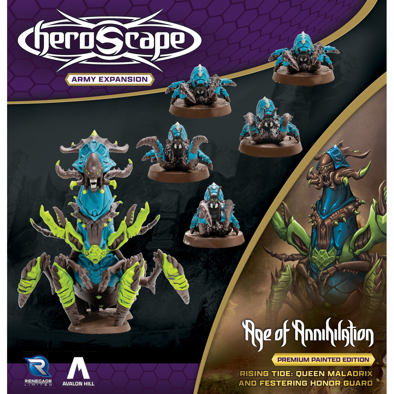 HEROSCAPE RISING TIDE - QUEEN MALADRIX & FESTERING HONOR GUARD PREMIUM PAINTED EDITION