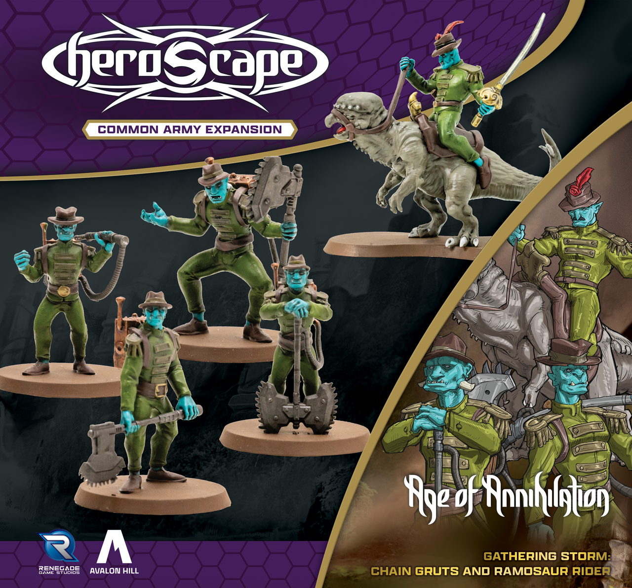 HEROSCAPE GATHERING STORM PREMIUM PAINTED EDITION CHAIN GRUTS & RAMOSAUR RIDER