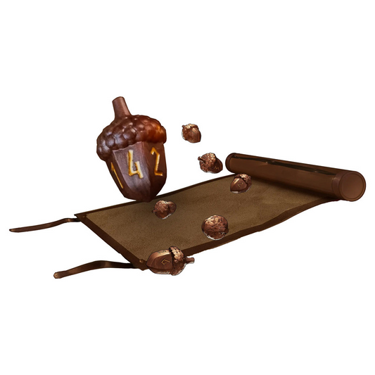 LEGEND IN THE MIST RPG LEATHER SATCHEL W/ 6 ACORN DICE