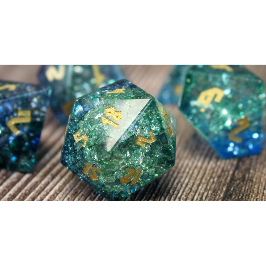 FROST BOUND ARCTIC WAVE GLASS DICE SET