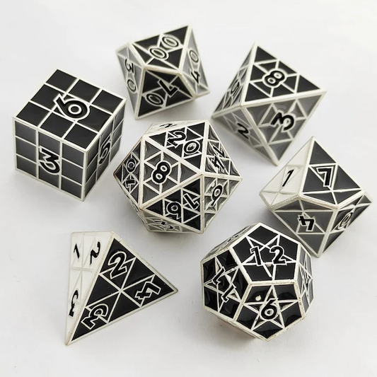 PUZZLE CUBE SHADES OF GRAY METAL DICE SET