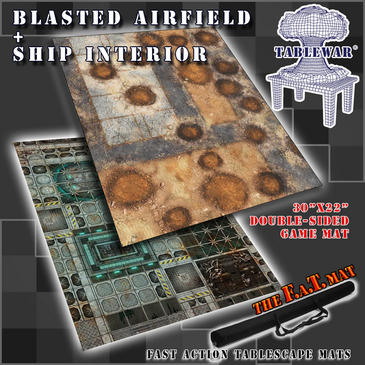 30x22 DOUBLE SIDED GAME MAT - SHIP INTERIOR / BLASTED AIRFIELD