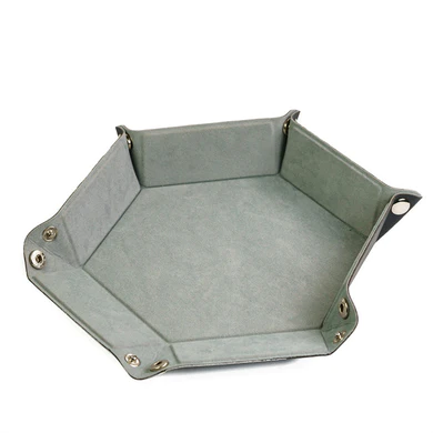 SILVER WITH BLACK LEATHER TRAY